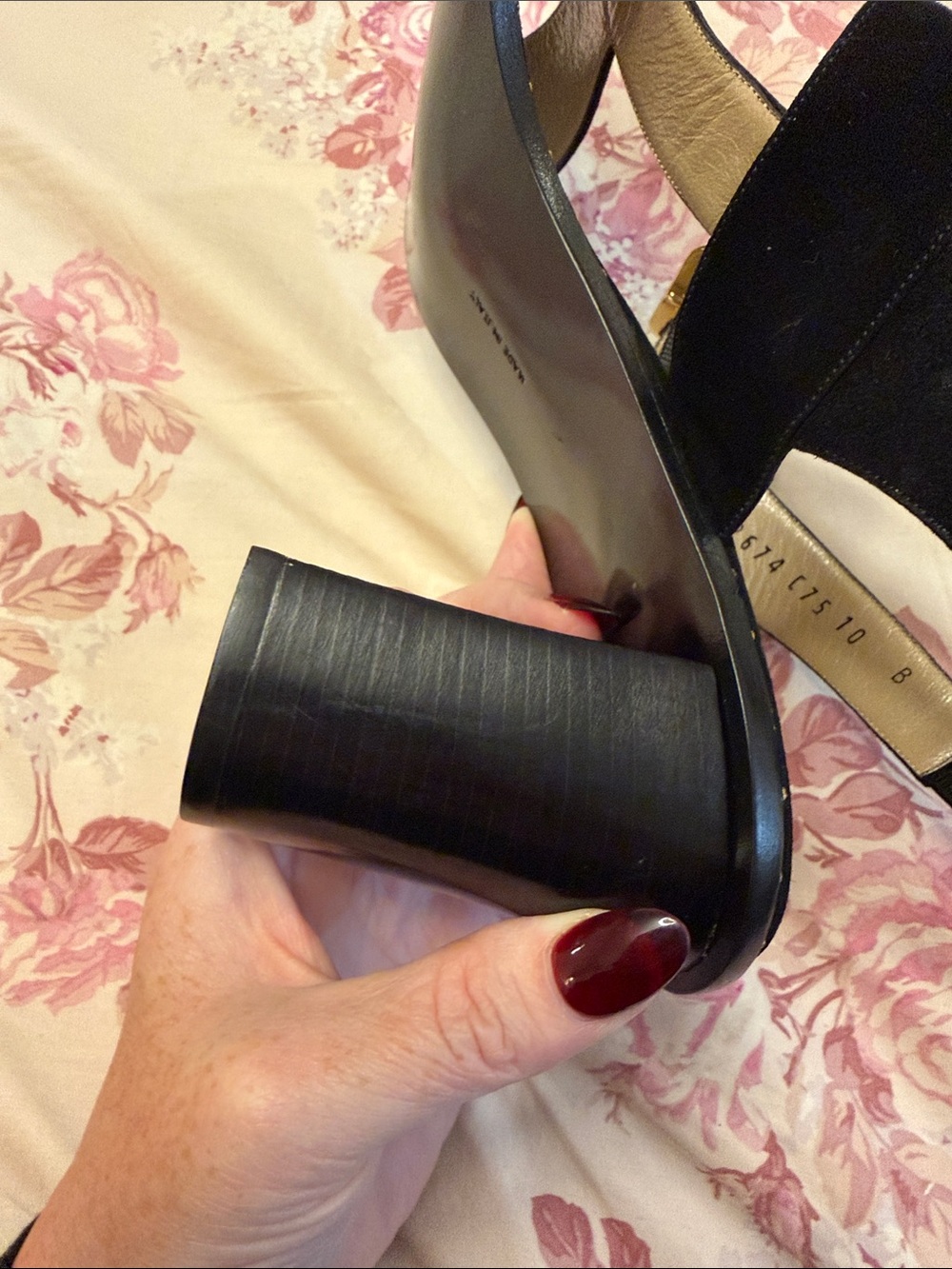Salvatore Ferragamo Black Suede Stud-Trim Slingback Sandals with Gold Buckles - Picture 5 of 9